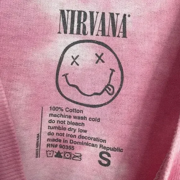 NIRVANA Pink Tie Dye 100% Cotton Licensed Band Short Sleeve T-Shirt Size Small - Picture 6 of 9